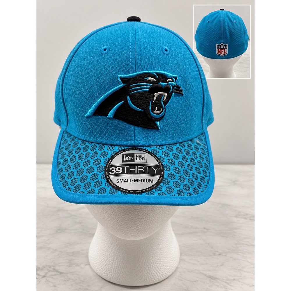 New Era 39THIRTY Carolina Panthers Sideline Hat Blue Small Medium 11462144 NWT